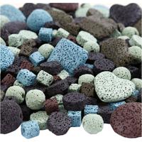 Creativ Company Lava kralen, afm 6-37 mm, gatgrootte 1+2 mm, inhoud kan variëren , ca. 890 stuk, diverse kleuren, 20 slagen/ 1 doos