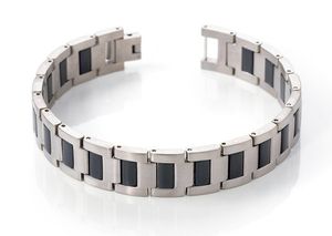 Boccia 0334-01 Armband titanium zilverkleurig-zwart 21 cm
