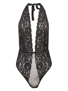 Fleur Du Mal body Charlotte en dentelle transparent - Noir