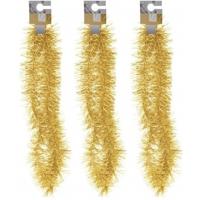 Kerst folieslinger - 3x - goud - 180 cm - tinsel - kerstslinger - kerstboomslinger