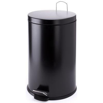 Prullenbak/pedaalemmer - metaal - zwart - 20 liter - 29 x 45 cm