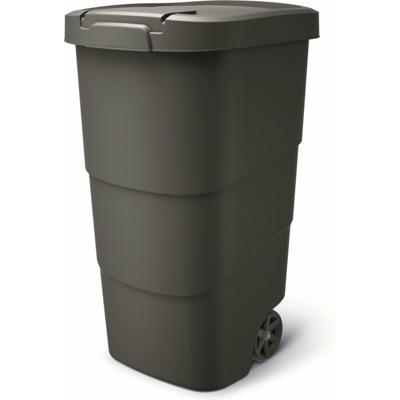Afvalcontainer/rolemmer Wheeler - zwart - 110 liter - 54 x 50 x 85 cm - huis/tuin afval scheiden