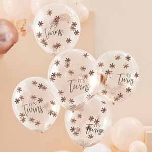 Rose gouden Confetti ballonnen 'It's Twins' (5st)