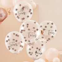 Rose gouden Confetti ballonnen 'It's Twins' (5st) - thumbnail