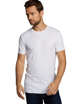 2-pak t-shirt ronde hals - Ruben - Bamboe heren ondershirt korte mouw - Wit - Zwart - Donkerblauw - Huidskleur - Witte t shirts hren