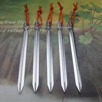 5 stuks aluminiumlegering Tent Peg nagel buiten reizen Tent Accessoires met touw lengte: 18cm(White)