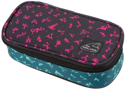 Walker petrol etui meisjes 21 x 10 cm polyester zwart
