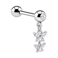 Jeweled Barbell with Charm Chirurgisch staal 316L / Belegde messing Barbells - thumbnail