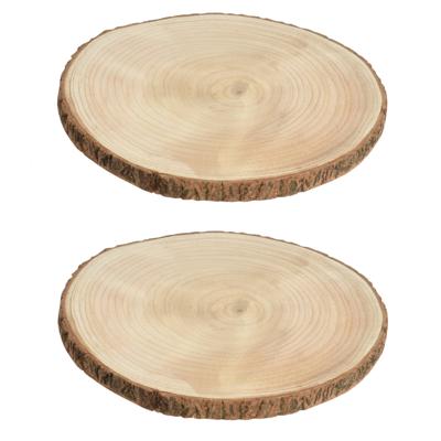 Kaarsenbord/decoratie dienblad - 4x stuks - houten boomschijf - 20 x 3 cm - hartvormig