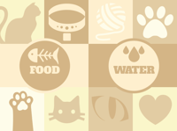 Vinyl tapijt dieren kat water en voer