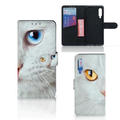 Xiaomi Mi 9 | Telefoonhoesje | Met pasjeshouder | Witte Kat