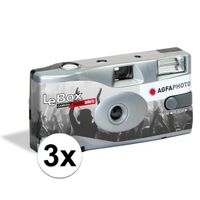 3x Wegwerp cameras/fototoestel met flits voor 36 zwart/wit fotos voor bruiloft/huwelijk   -