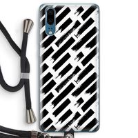 Zwarte vegen: Huawei P20 Transparant Hoesje met koord