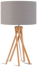 Good&Mojo Tafellamp 'Kilimanjaro' Bamboe en Eco linnen, kleur Lichtgrijs