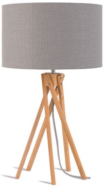 Good&Mojo Tafellamp 'Kilimanjaro' Bamboe en Eco linnen, kleur Lichtgrijs
