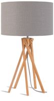 Good&Mojo Tafellamp 'Kilimanjaro' Bamboe en Eco linnen, kleur Lichtgrijs