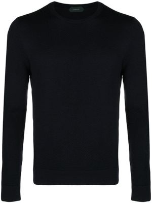 Zanone pull en maille gaufrée - Bleu