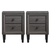 Nachtkastje Hout Kleine Bijzettafel met 2 Laden Modern Nachtkastje voor Slaapkamer Woonkamer 39,5 x 39,5 x 55 cm (Set van 2 Grijs/Wit/Zwart)