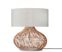 GOOD&MOJO Tafellamp 'Kalahari' Rotan en linnen, 65cm, kleur Naturel/Beige