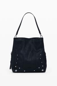 Middelgrote tas met borduursels en studs - BLACK - U