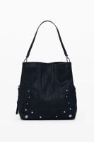 Middelgrote tas met borduursels en studs - BLACK - U - thumbnail