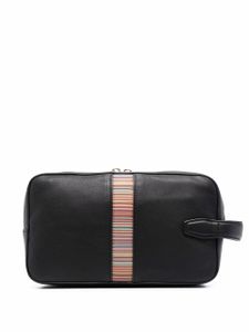 Paul Smith trousse de toilette en cuir à rayures Signature - Noir