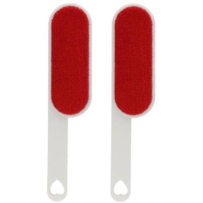 Gerimport Kledingborstel - 2x - L25 cm - wit/rood - pluizenborstel - inklapbaar