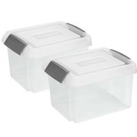 Sunware 2x opslagboxen kunststof 32 liter transparant 45 x 36 x 24 cm met hoge deksel - thumbnail