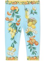 Dolce & Gabbana Kids legging en cotonn à imprimé citrus - Bleu - thumbnail