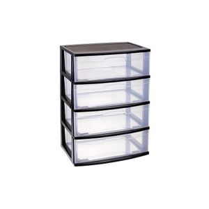 Zwarte/transparante ladekast/organiser 40 x 56 x 80 cm   -