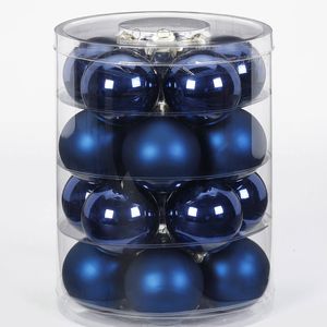 Tubes met 20x donkerblauwe kerstballen van glas 6 cm glans en mat - Kerstbal