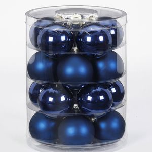 Tubes met 60x donkerblauwe kerstballen van glas 6 cm glans en mat - Kerstbal