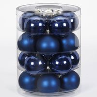 Tubes met 60x donkerblauwe kerstballen van glas 6 cm glans en mat - Kerstbal - thumbnail