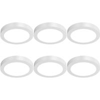 LED Downlight Opbouwspot 6 Stuks - Brinton Thin - 18W 1760lm 120° Bundelhoek - Helder/Koud Wit 6500K - IP40 - Rond - Wit - Ø231mm