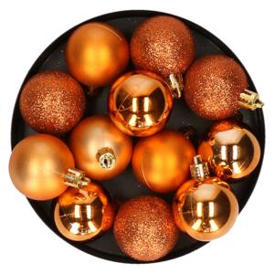 Kleine kerstballen - 36x st- oranje - kunststof - 4 cm -mat/glans/glitter