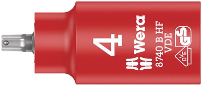 Wera 8740 B VDE HF Binnenzeskant Zyklop Bitdop, geïsoleerd, met 3/8"-aandrijving, met vasthoudfunctie, 4 x 55 mm - 05004900001