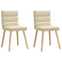 Eetkamerstoelen 2 st stof crmekleurig