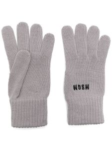 MSGM gants en maille à logo brodé - Gris