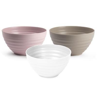 Plasticforte onbreekbaar servies kommetjes - 9x stuks - roze/wit/beige - kunststof - 15 x 8 cm