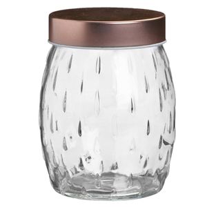 Urban Living Voorraadpot/bewaarpot Beau - 1.2L - glas - koperen deksel - D13 x H15 cm - Voorraadpot