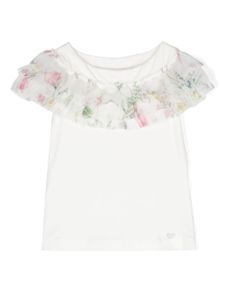 Monnalisa t-shirt volanté à fleurs - Blanc