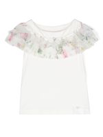 Monnalisa t-shirt volanté à fleurs - Blanc - thumbnail