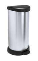 Curver decobin pedaalemmer ovaal 40 liter zilver metallic - thumbnail