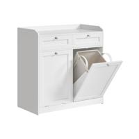 Praktische opbergkast met lade en uitneembare wasmand, wolk wit