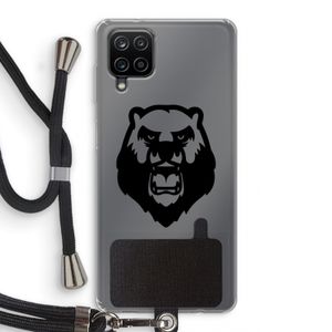 Angry Bear (black): Samsung Galaxy A12 Transparant Hoesje met koord