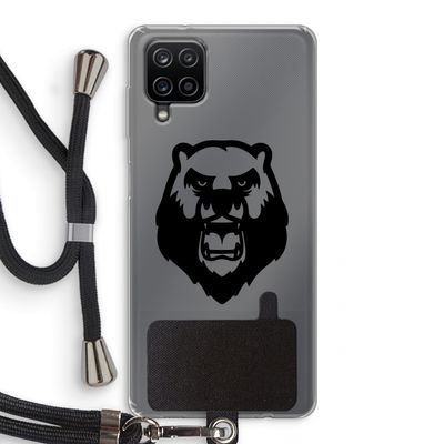 Angry Bear (black): Samsung Galaxy A12 Transparant Hoesje met koord