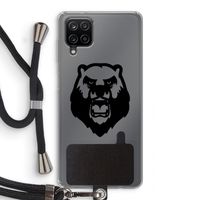 Angry Bear (black): Samsung Galaxy A12 Transparant Hoesje met koord