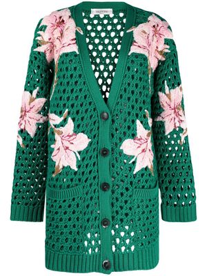 Valentino Garavani cardigan à fleurs brodées - Vert
