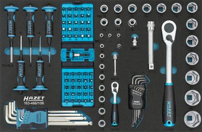 HAZET Gereedschapset 163-466/106 | 1/4 inch (6,3 mm) vierkant hol, 1/2 inch (12,5 mm) vierkant hol, 1/4 inch (6,3 mm) zeskant massief | 106-delig |