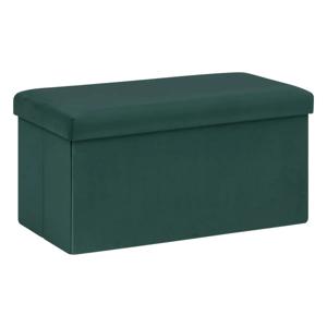 Atmosphera Poef/krukje/hocker Amber - Opvouwbare opslag box - fluweel smaragd groen - 76 x 38 x 38 cm   -